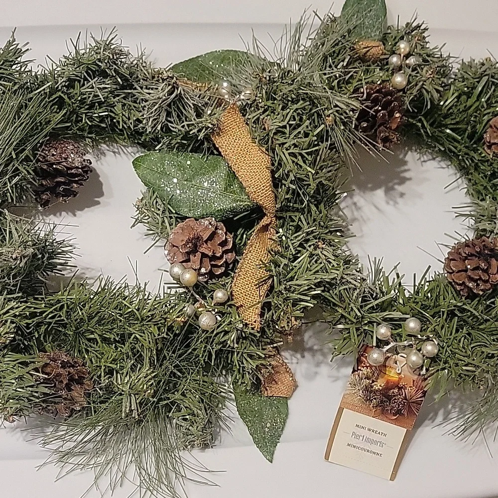 Pier 1 Green Mini Wreath with Pinecones Set Of Two
